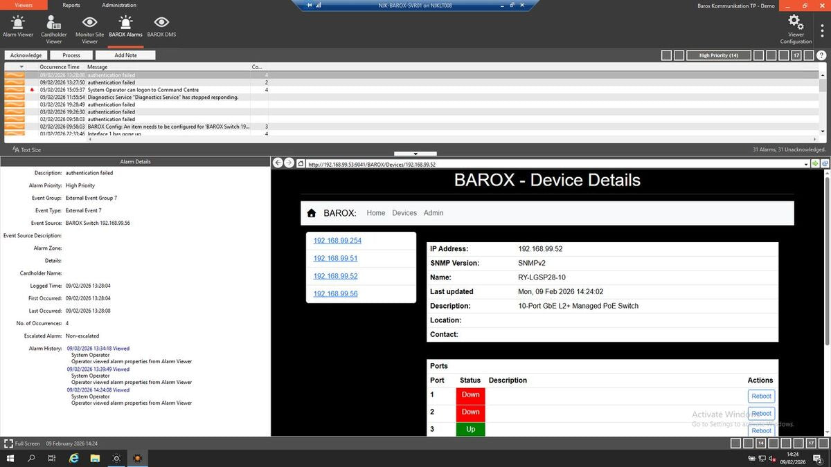 Gallagher Command Centre C13097 – Intégration réseau barox