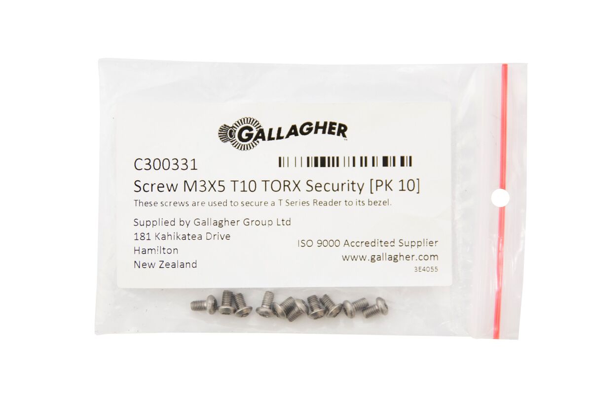 Gallagher T Series C300331 – Vis Torx de sécurité M3x5 pour lecteurs (lot de 10)
