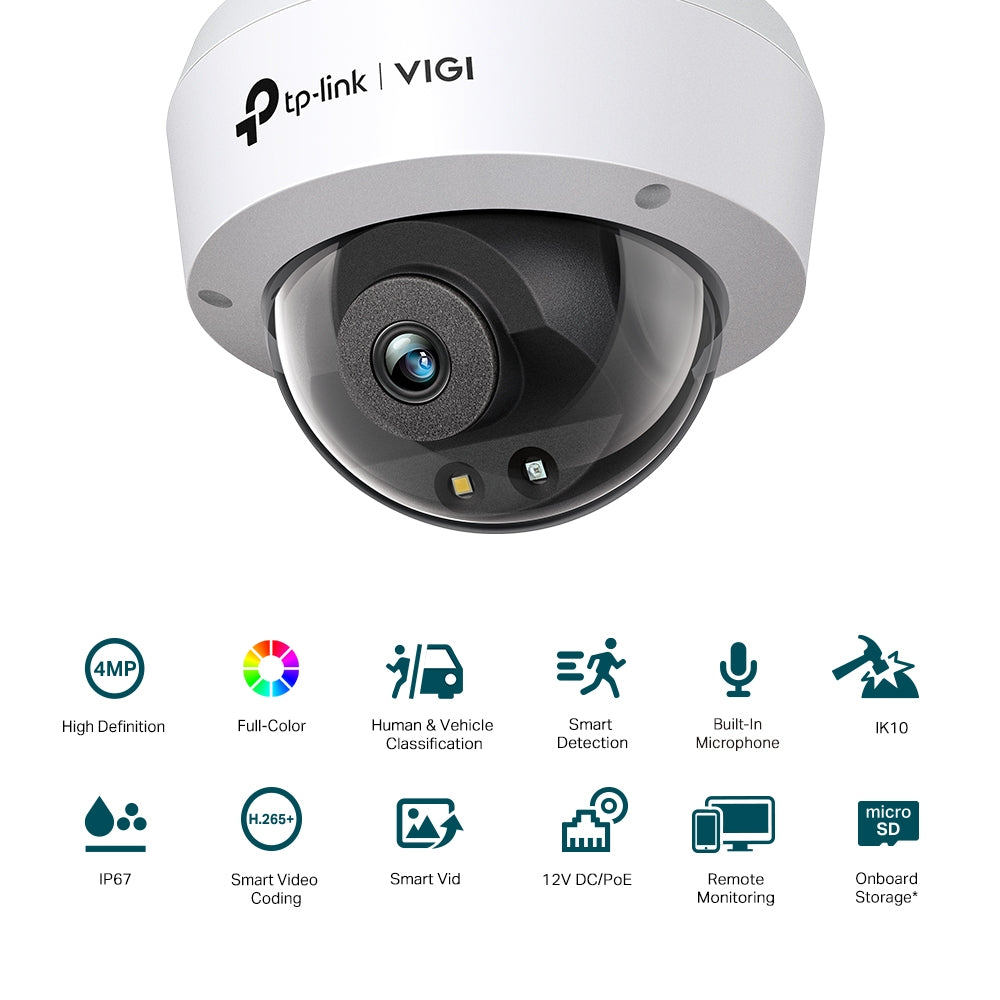 TP-Link VIGI C240(4mm) – Caméra dôme IP 4 MP couleur jour/nuit, objectif 4 mm