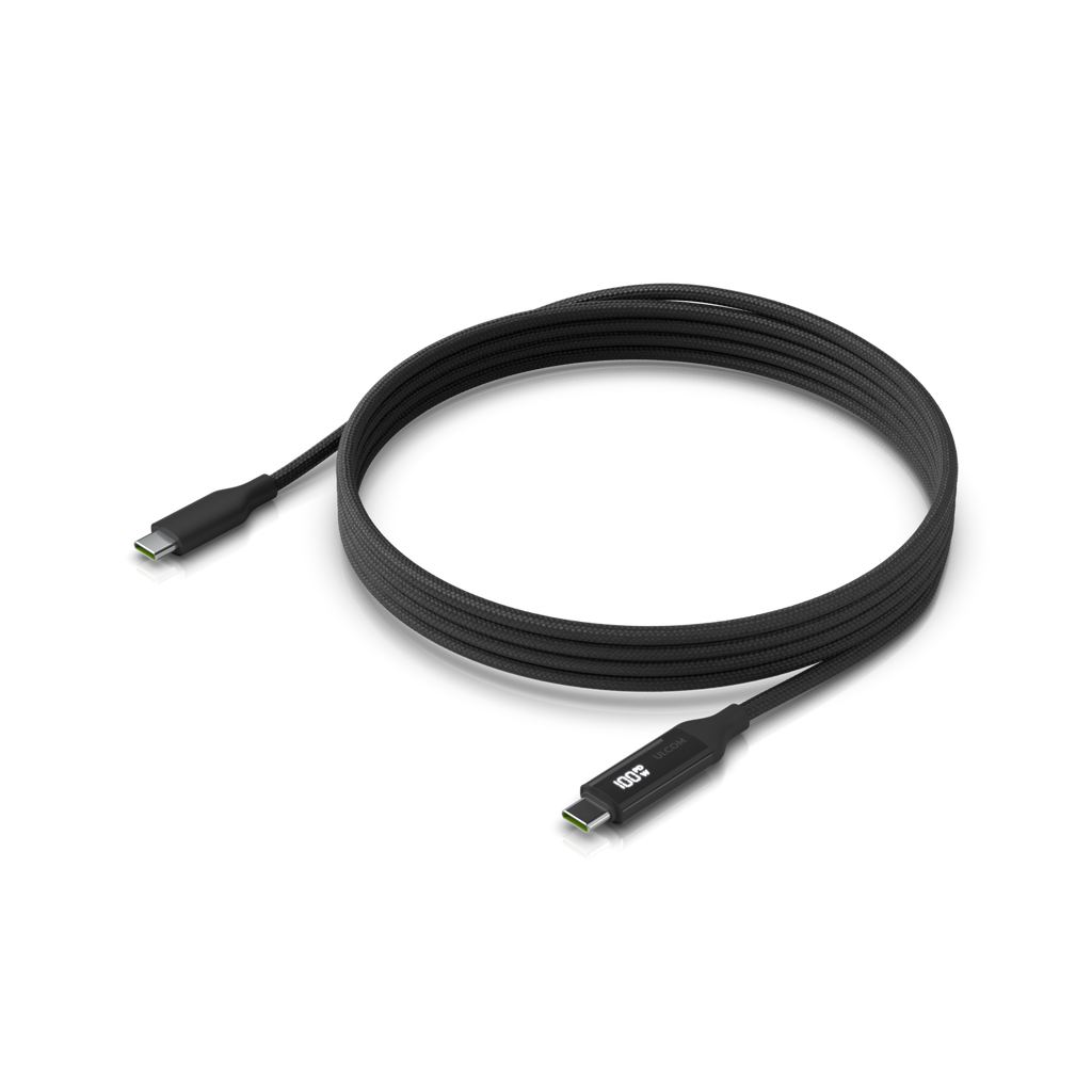 Ubiquiti UniFi UACC-Cable-USB-100W-2M-BK – Câble USB-C tressé 100 W avec afficheur de charge (2 m)