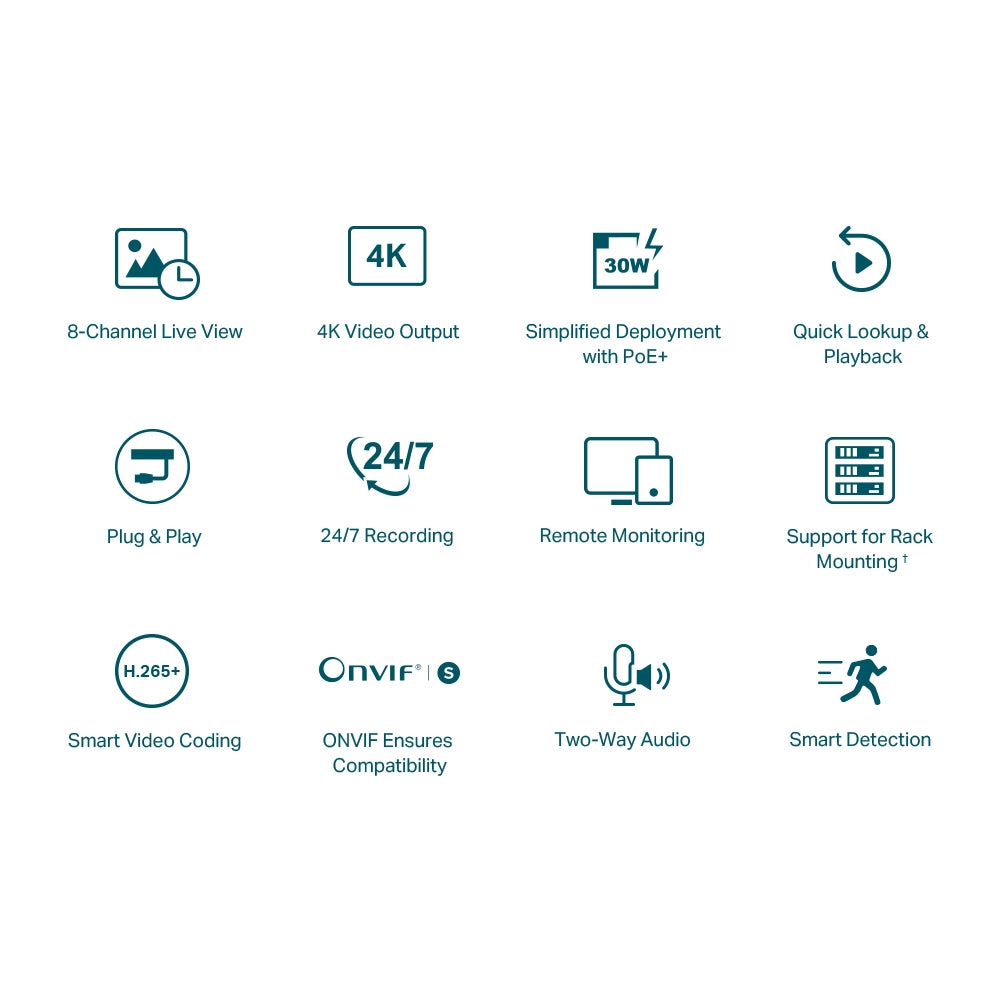 TP-Link VIGI NVR1008H-8P – Enregistreur vidéo réseau 8 voies PoE+ (budget 53 W)