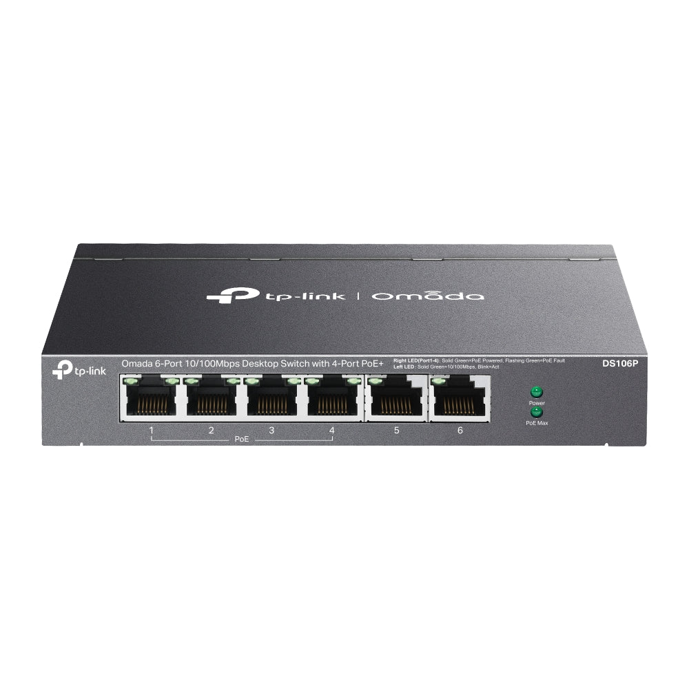 TP-Link Omada DS106P – Switch non administrable 6 ports 10/100 Mbit/s dont 4 PoE+