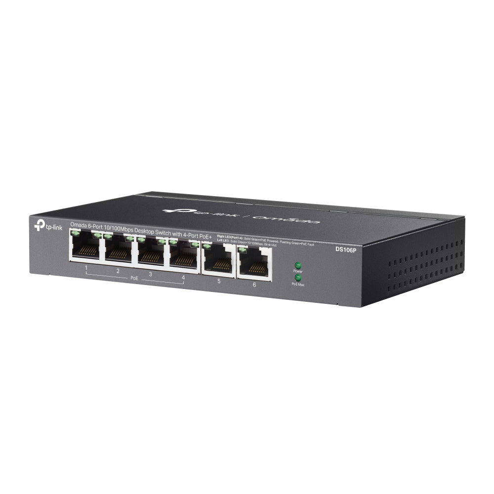 TP-Link Omada DS106P – Switch non administrable 6 ports 10/100 Mbit/s dont 4 PoE+
