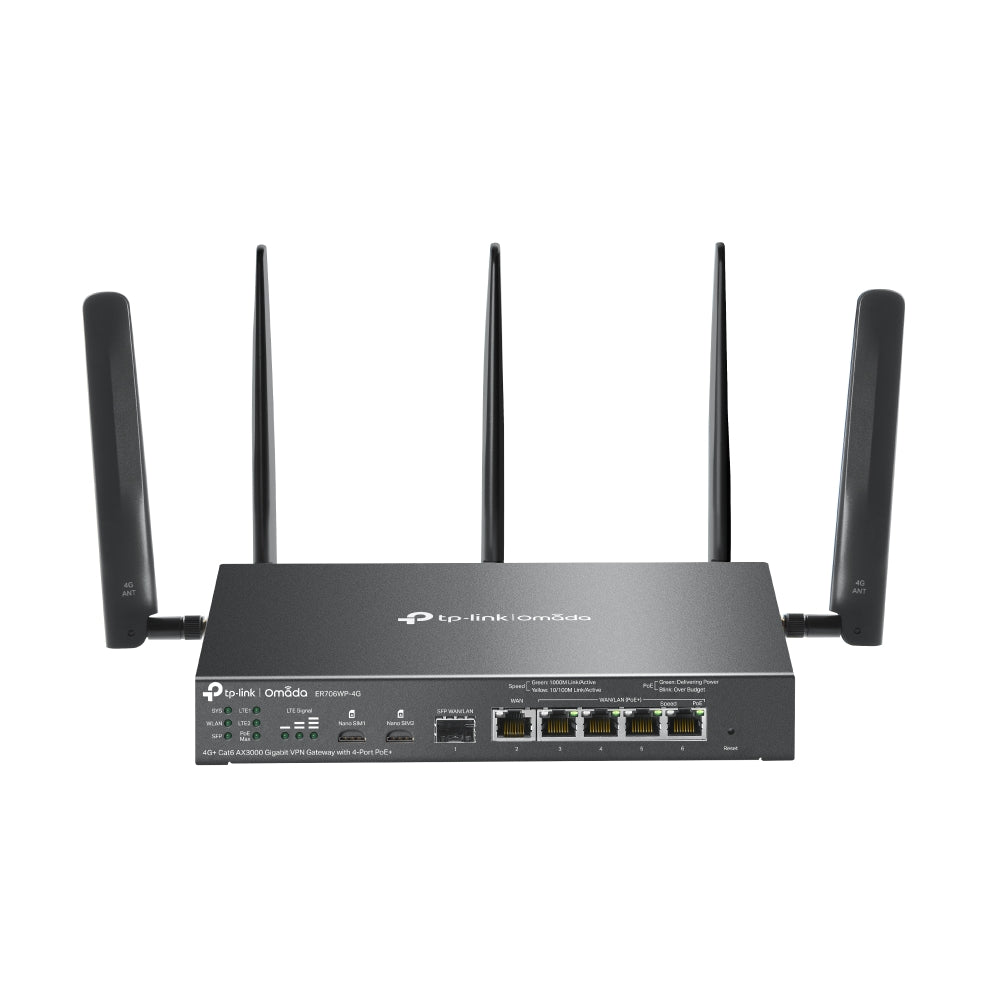 TP-Link Omada ER706WP-4G – Routeur 4G+ Cat6 Wi-Fi 6 AX3000 avec PoE