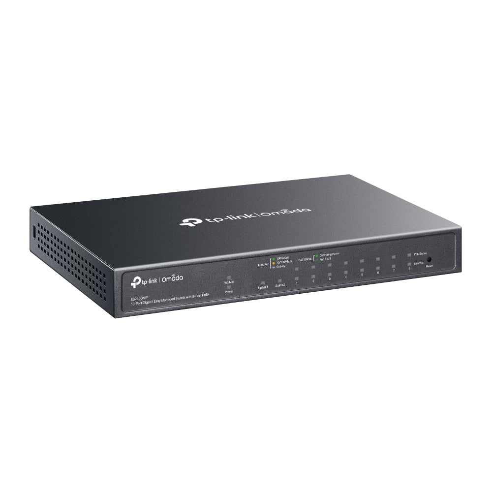 TP-Link Omada ES210GMP – Switch Easy Managed 10 ports Gigabit dont 8 PoE+ (budget 123 W)