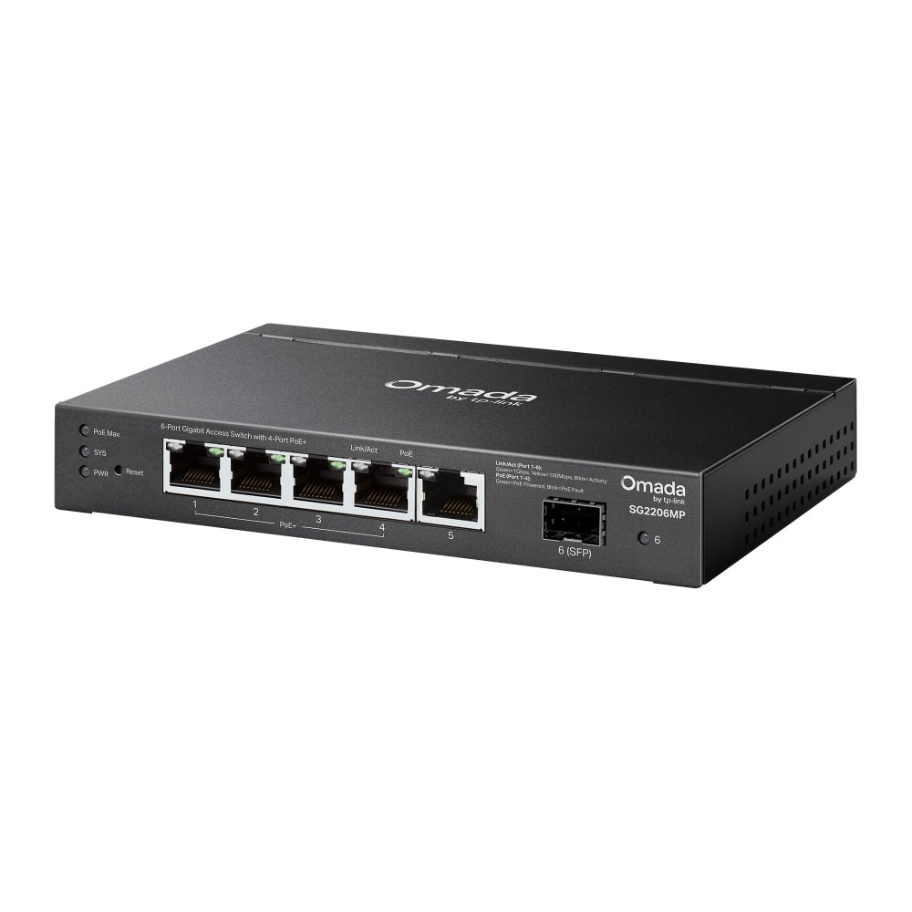 TP-Link Omada SG2206MP – Switch Smart administrable 6 ports Gigabit dont 4 PoE+ (1 SFP)