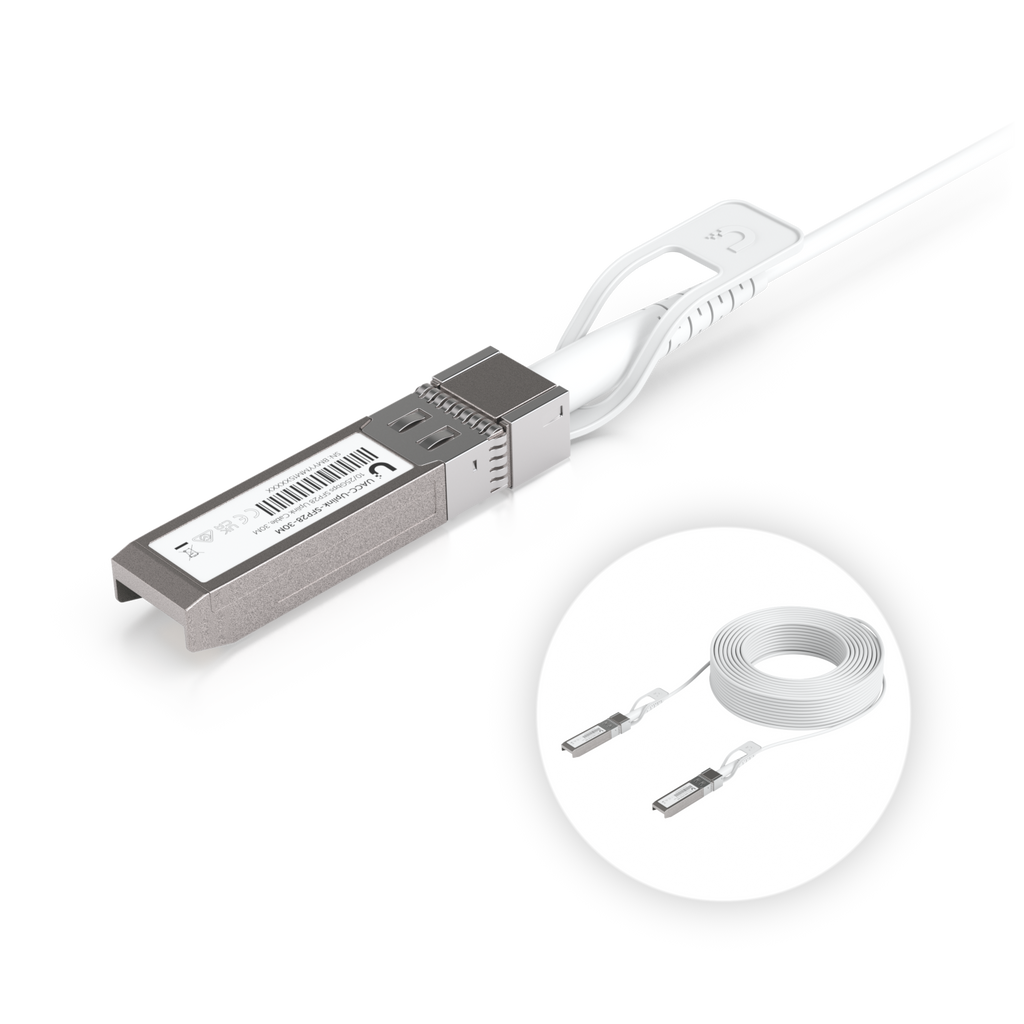 Ubiquiti UniFi UACC-Uplink-SFP28-30M – Câble d'interconnexion Uplink SFP28 auto-adaptatif (30 m)