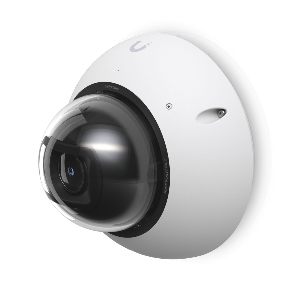 Ubiquiti UniFi Protect UVC-G6-Pro-Dome-W – Caméra dôme 4K IA anti-vandale, zoom optique 2,36x, PoE+ (blanc)