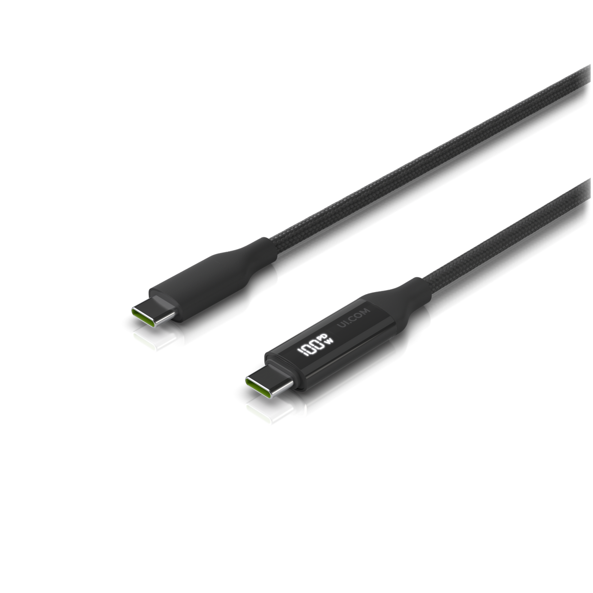 Ubiquiti UniFi UACC-Cable-USB-100W-1M-BK – Câble USB-C tressé 100 W avec afficheur de charge (1 m)
