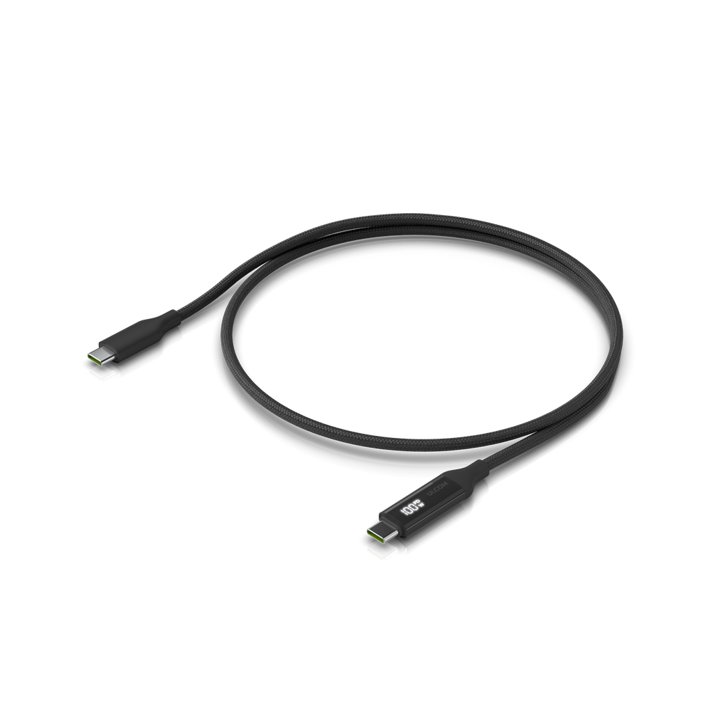 Ubiquiti UniFi UACC-Cable-USB-100W-1M-BK – Câble USB-C tressé 100 W avec afficheur de charge (1 m)